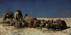 Camels beside a cistern